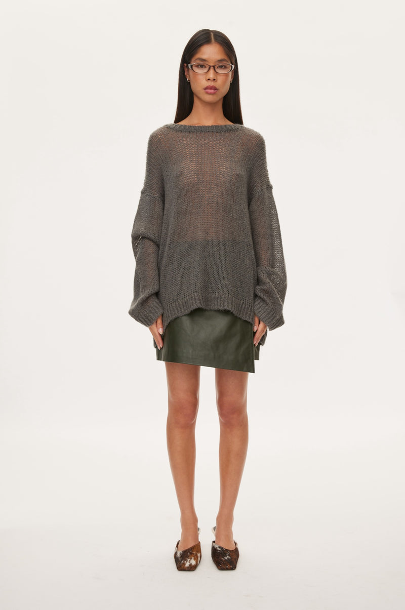 Oval Square Light Oversized Knit KNITS 7004 Dark Grey Melange