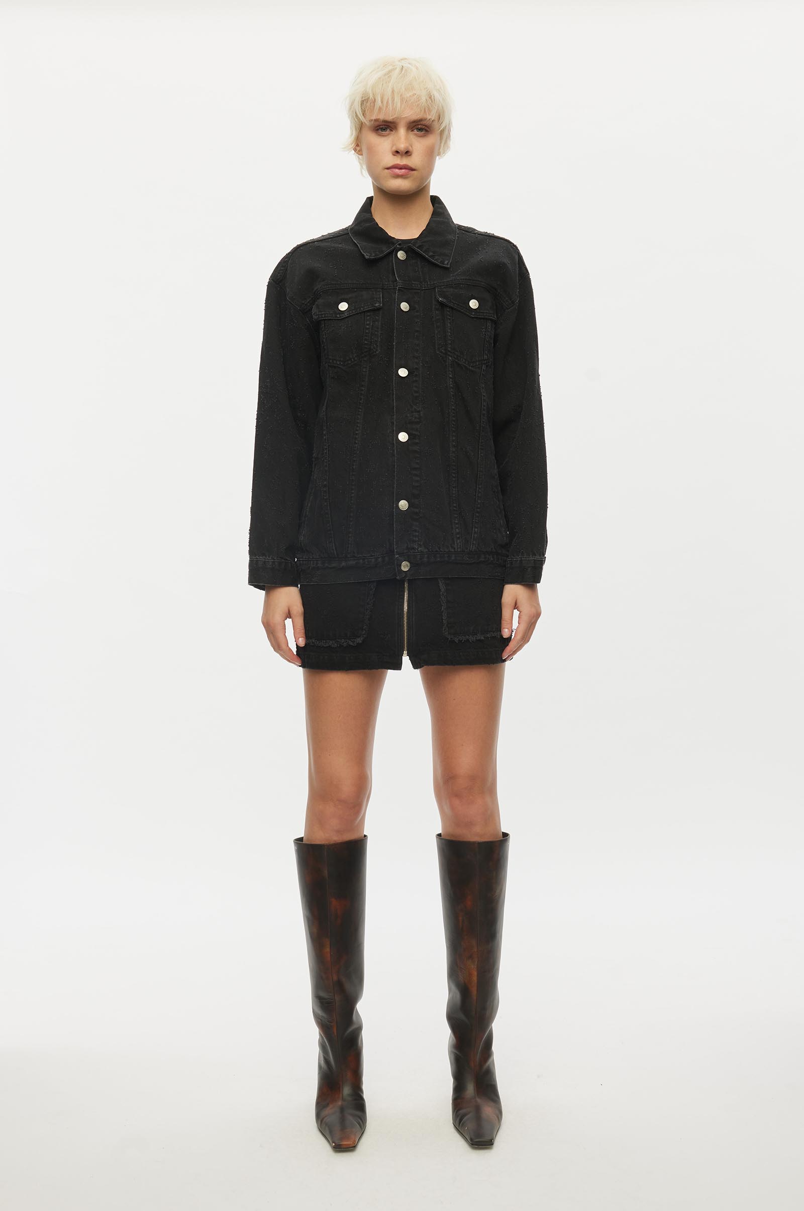 Oval Square Limit Denim Jacket 0109 JACKETS 8010 0109 Black Distressed