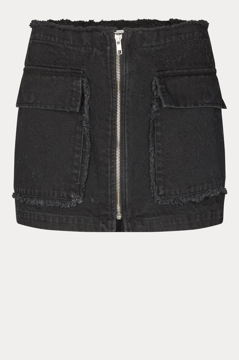 Oval Square Limit Denim Skirt 0109 SKIRTS 8010 0109 Black Distressed
