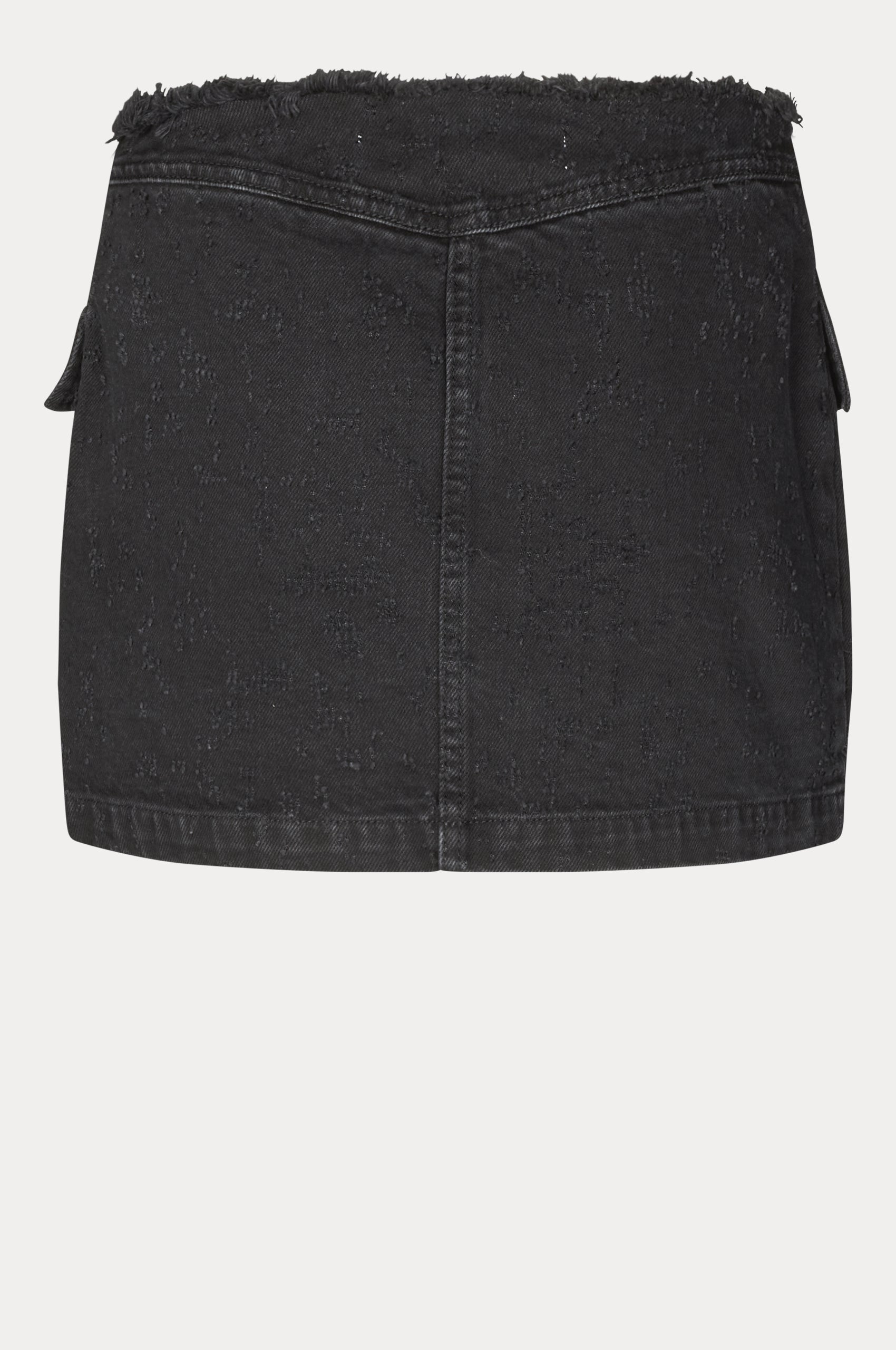 Oval Square Limit Denim Skirt 0109 SKIRTS 8010 0109 Black Distressed