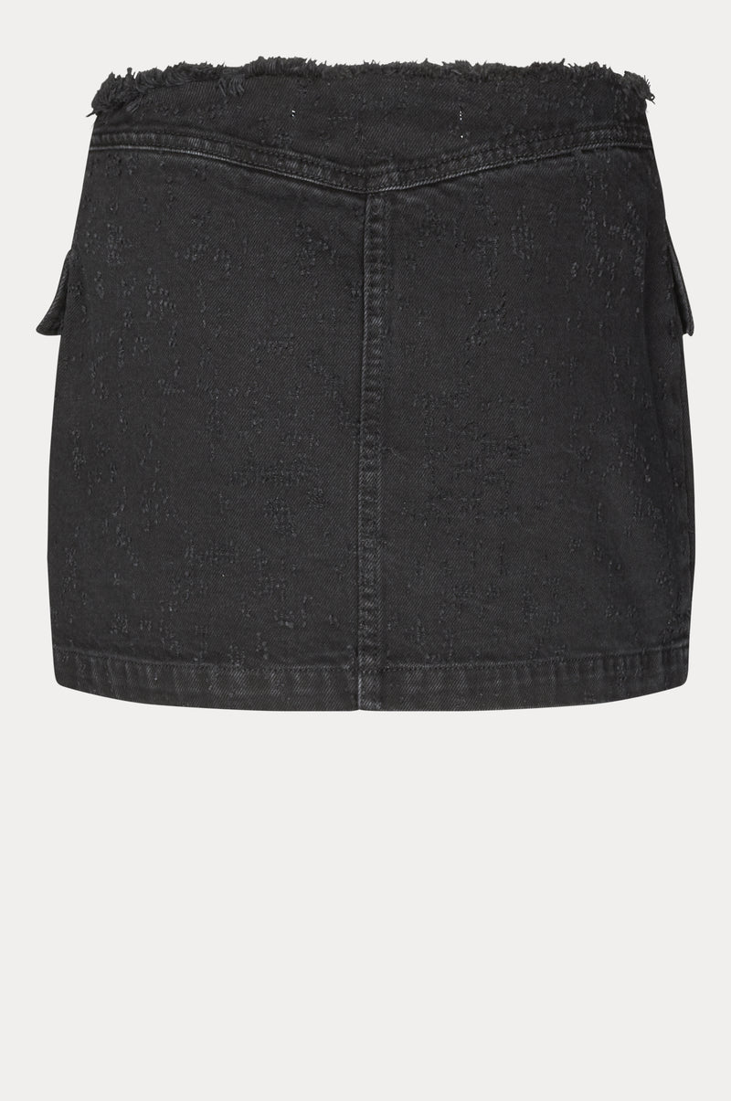 Oval Square Limit Denim Skirt 0109 SKIRTS 8010 0109 Black Distressed