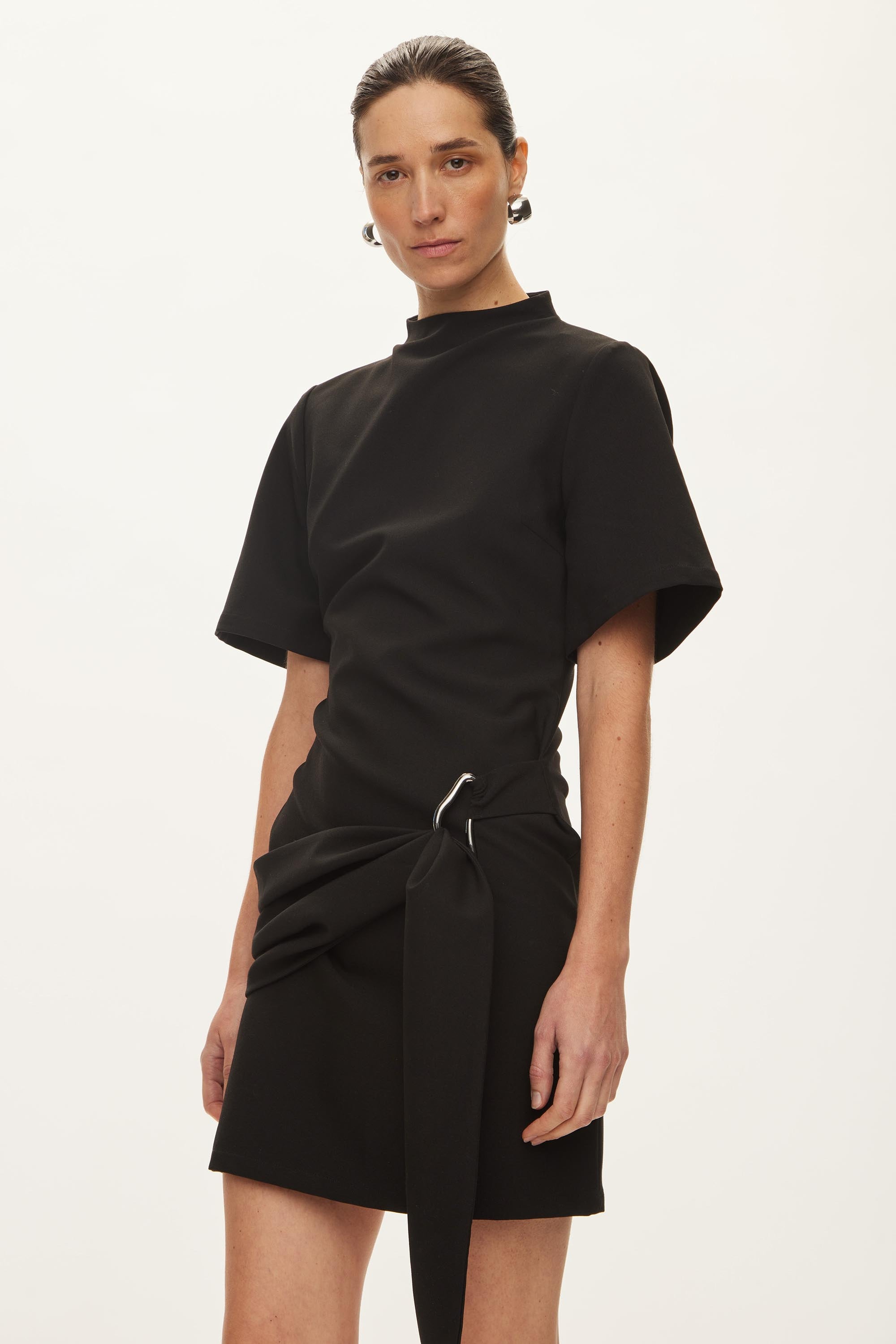 Oval Square Lind Dress DRESSES 8001 Black