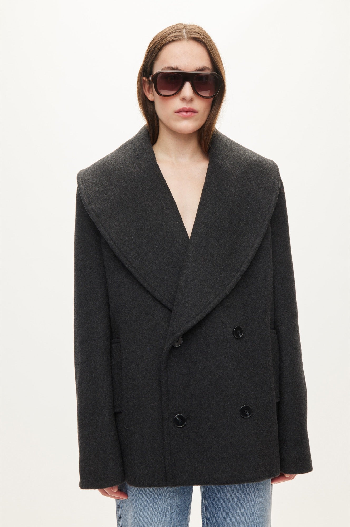 Oval Square Lulu wool peacoat COATS Antracite melange