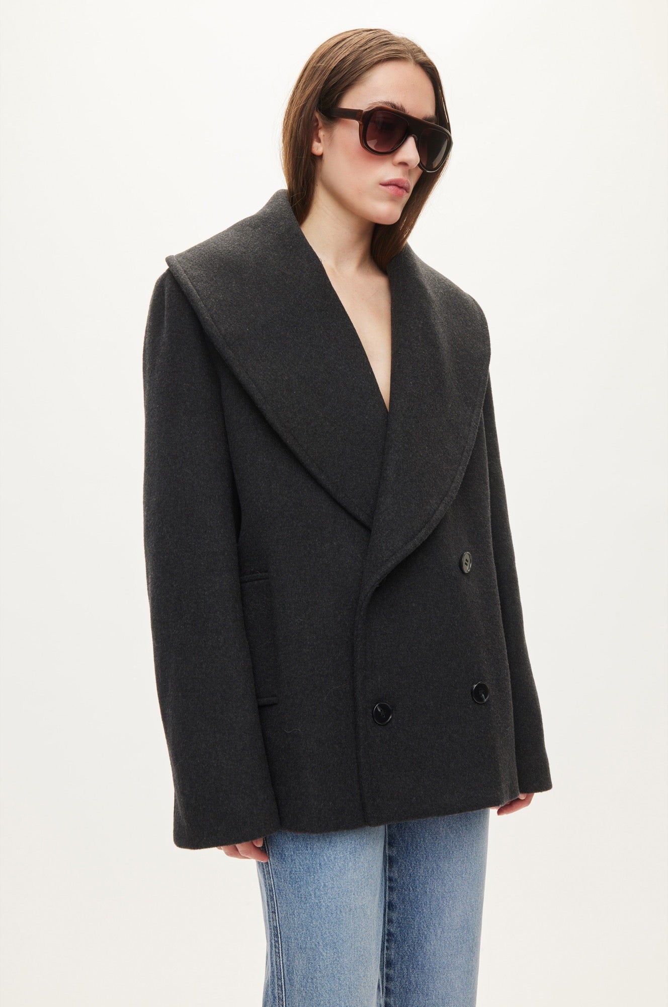 Oval Square Lulu wool peacoat COATS Antracite melange