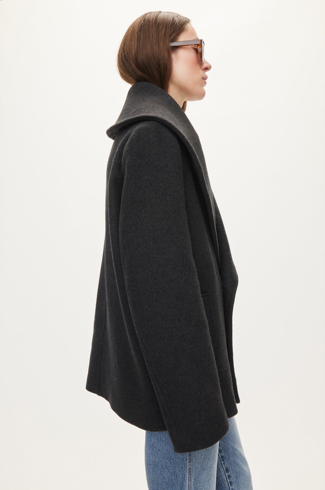 Oval Square Lulu wool peacoat COATS Antracite melange