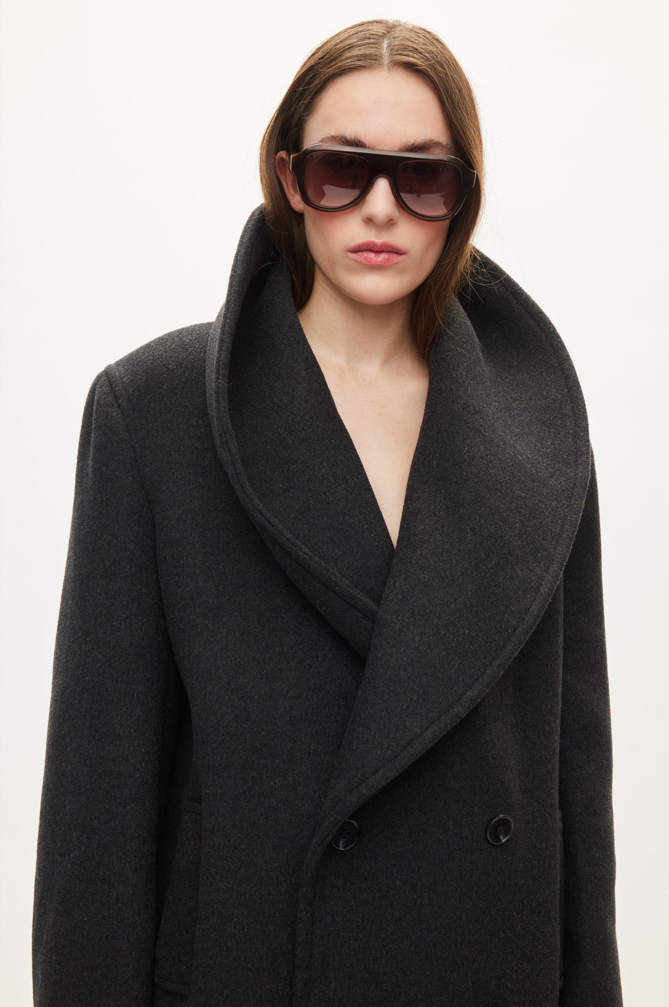 Oval Square Lulu wool peacoat COATS Antracite melange