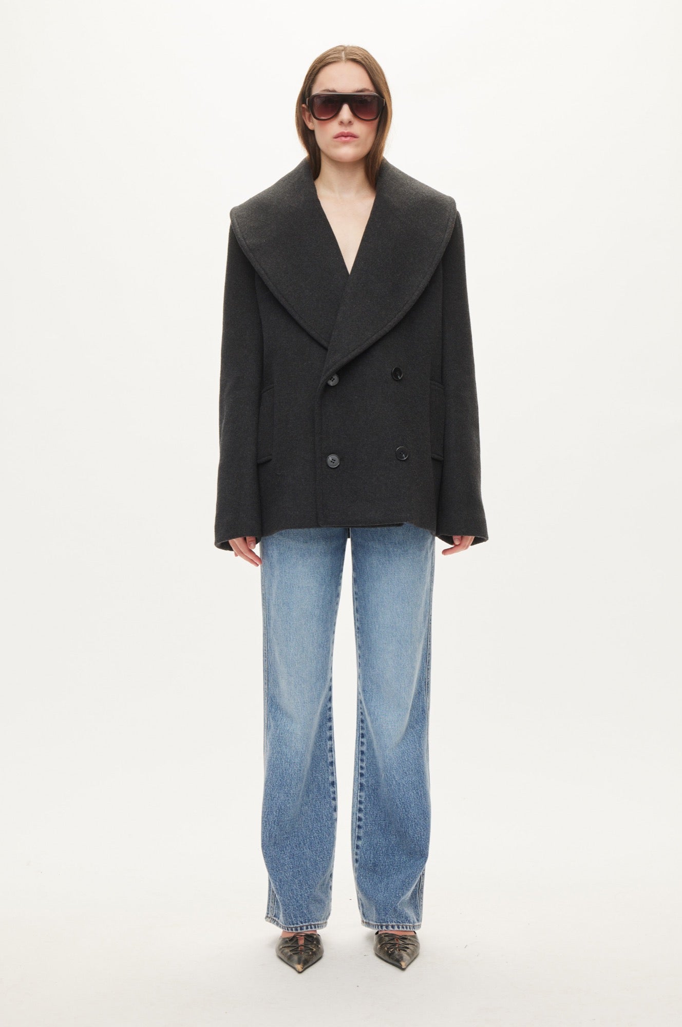 Oval Square Lulu wool peacoat COATS Antracite melange