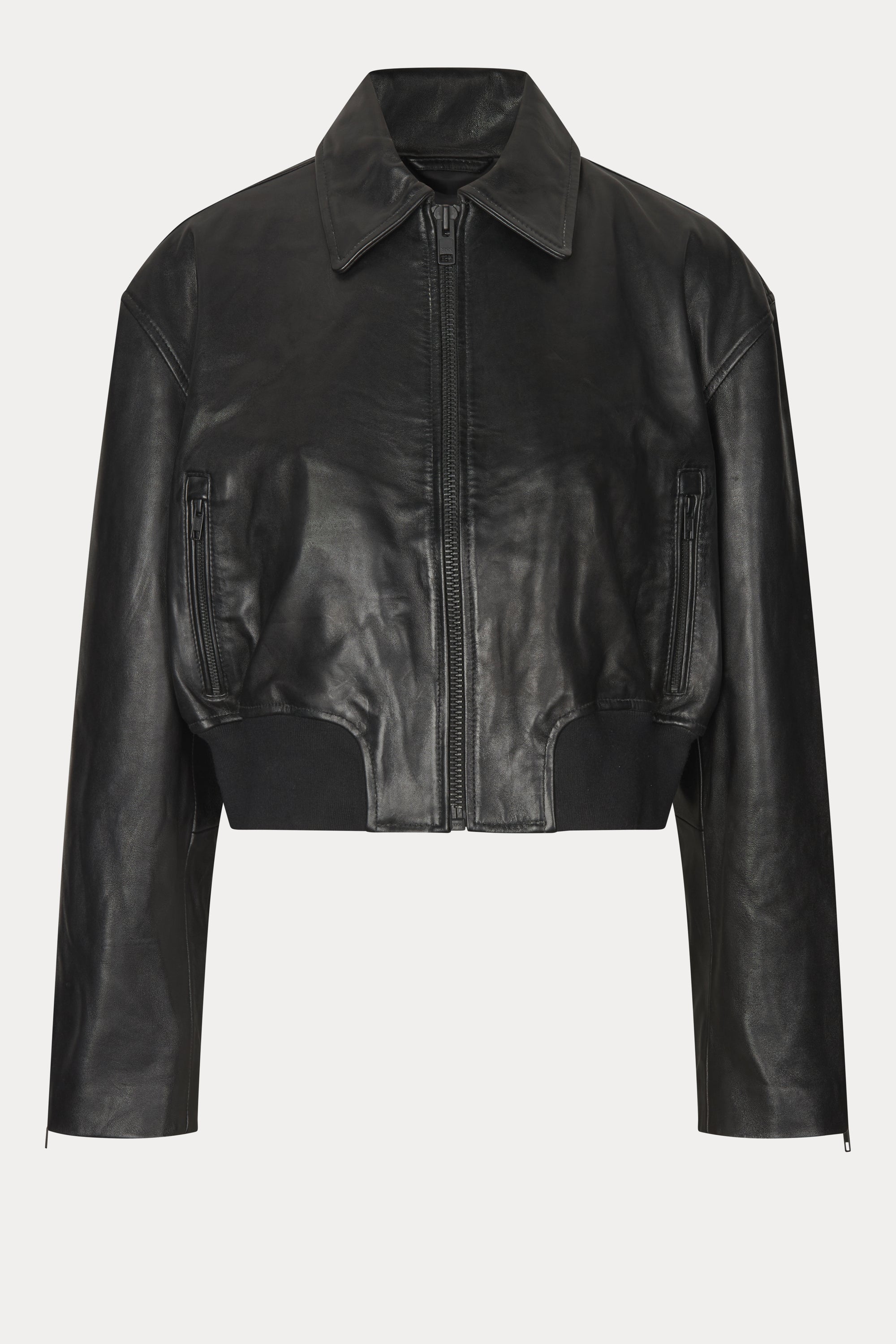 Oval Square Marilyn leather bomber JACKETS Black