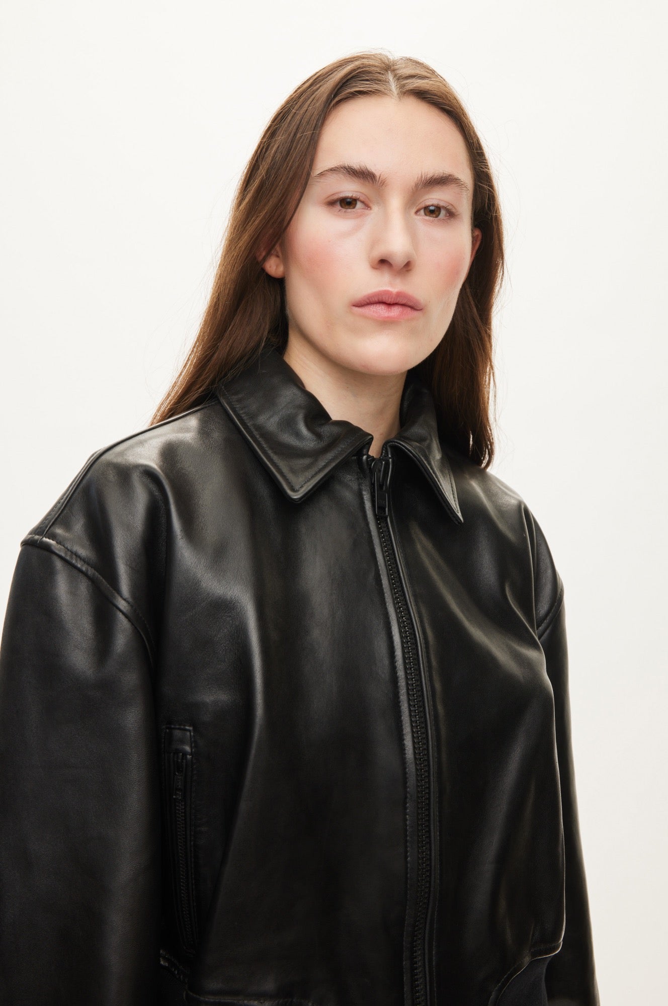 Oval Square Marilyn leather bomber JACKETS Black