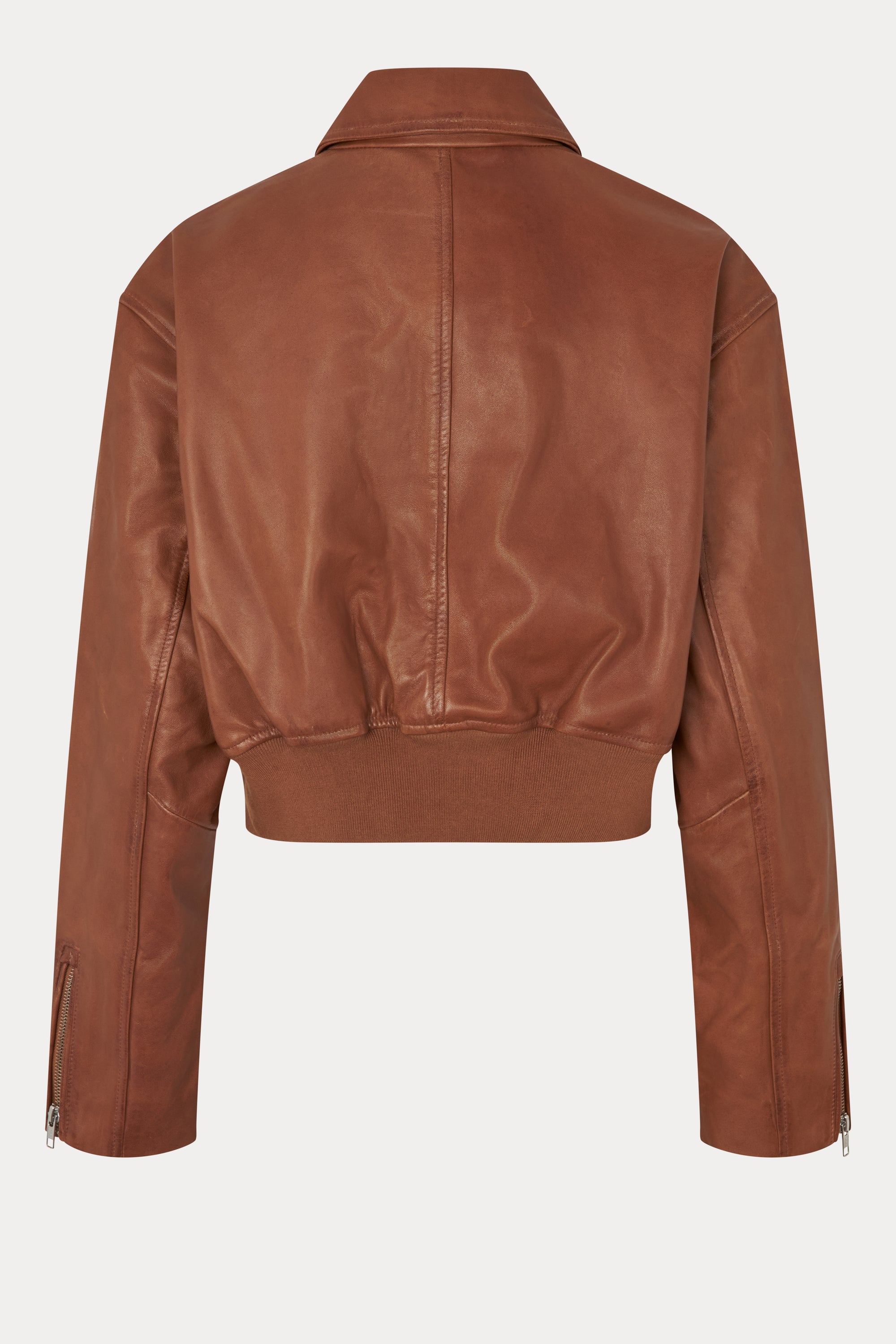 Oval Square Marilyn leather bomber JACKETS Cognac