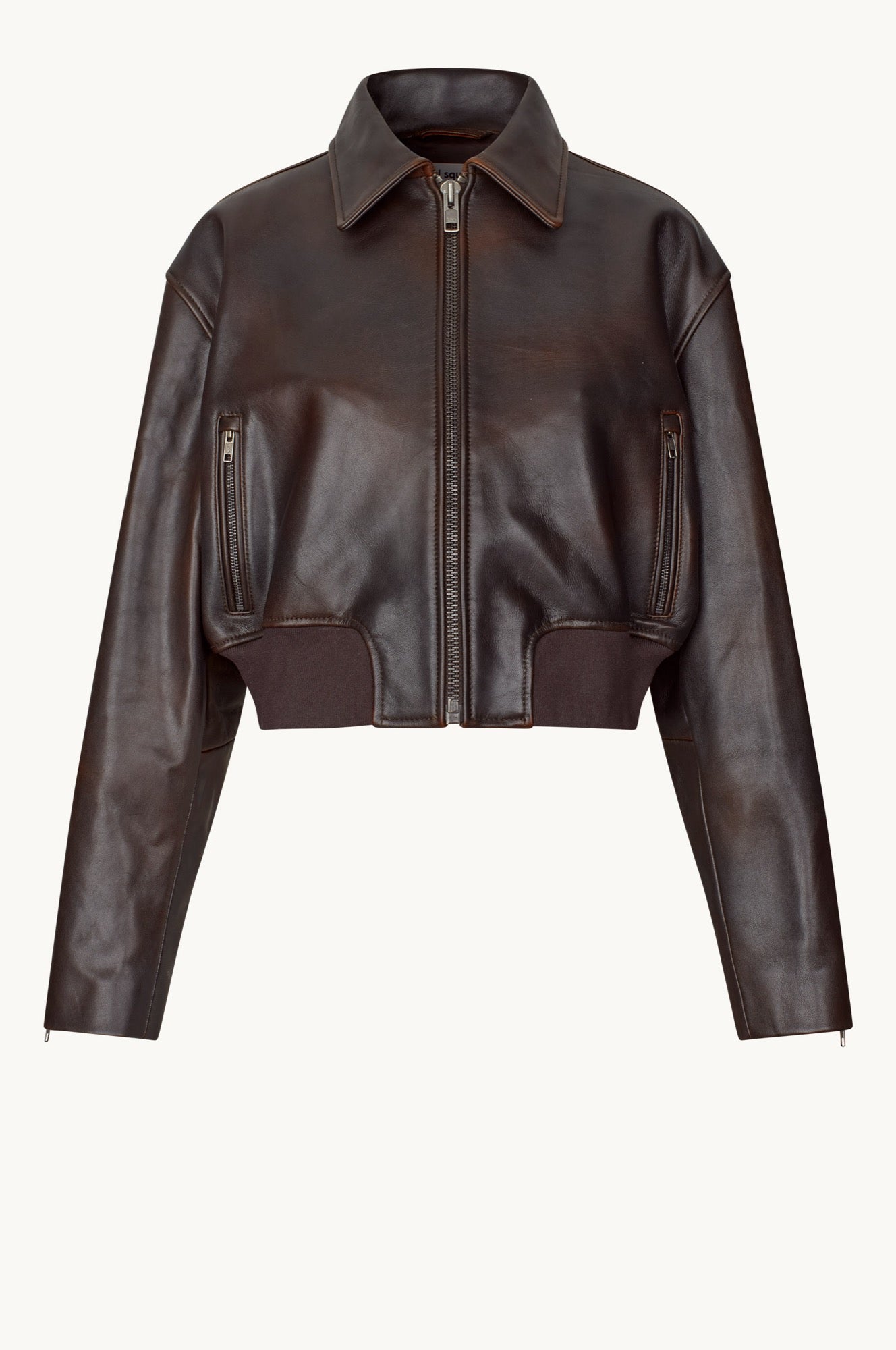 Oval Square Marilyn leather bomber JACKETS Dark Brown