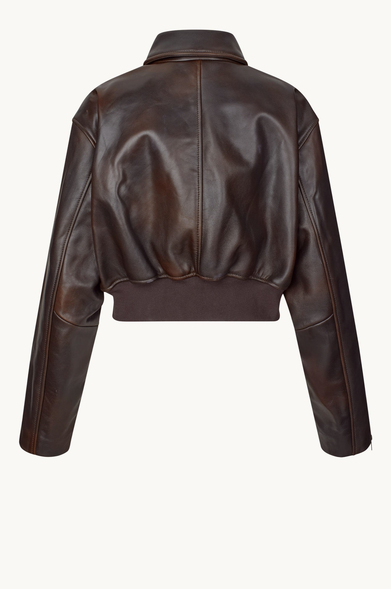 Oval Square Marilyn leather bomber JACKETS Dark Brown