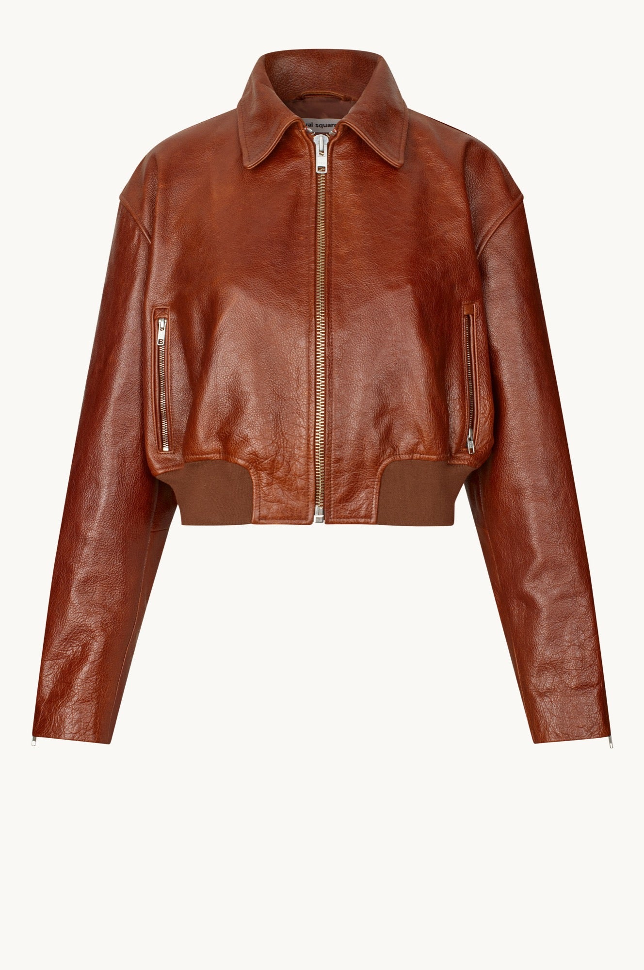 Oval Square Marilyn leather bomber JACKETS Rust Red