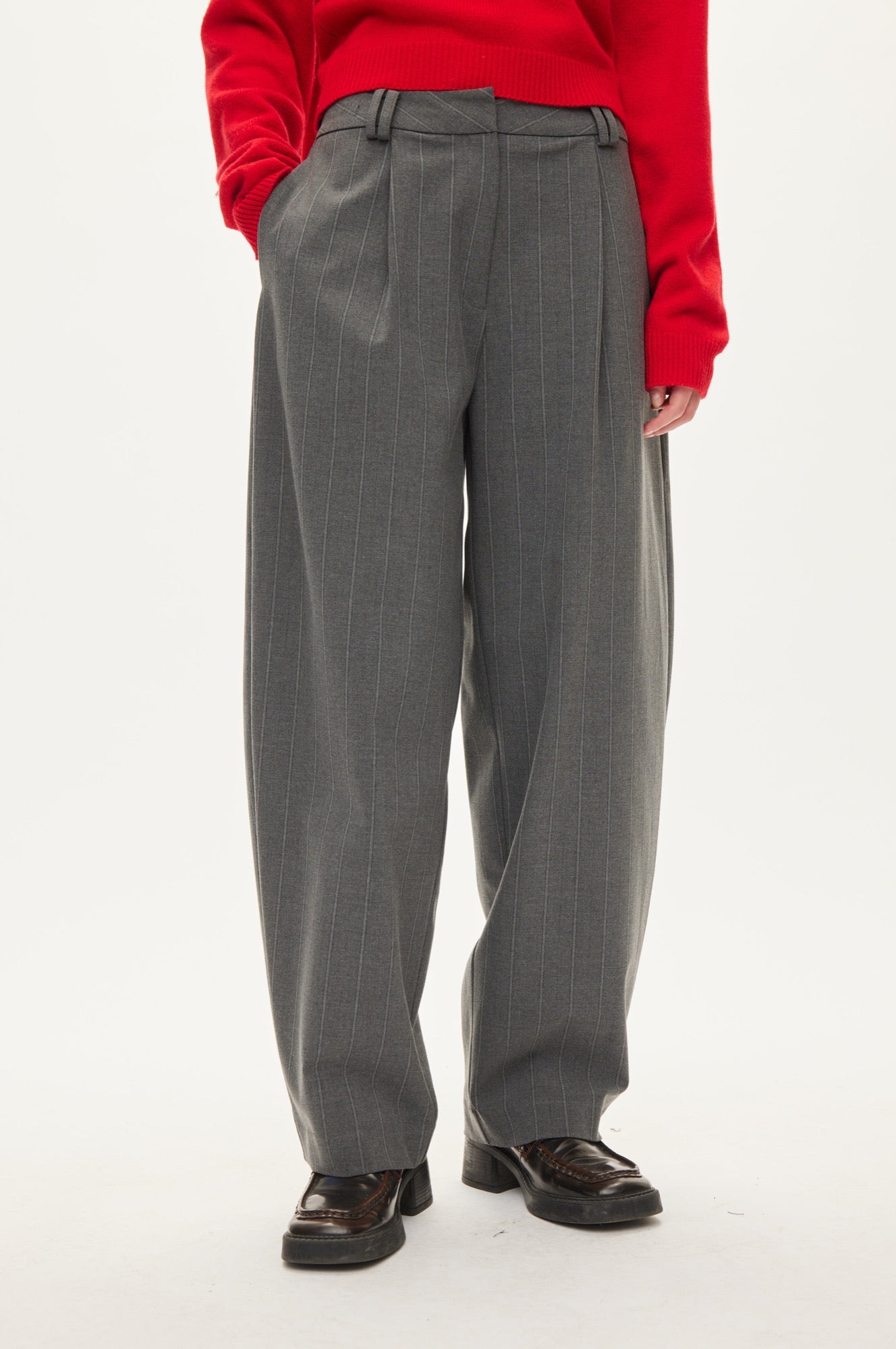 Oval Square Mary trousers TROUSERS Dark grey Mel. stripe