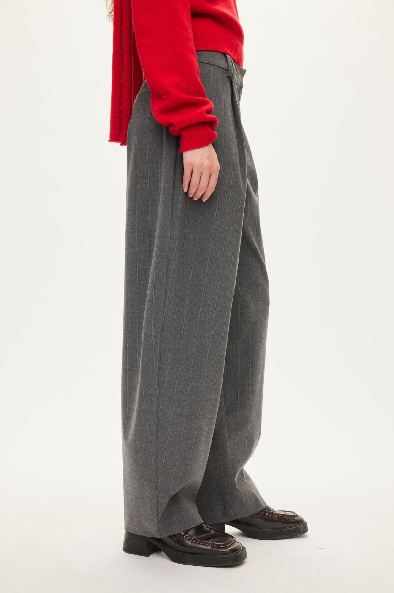 Oval Square Mary trousers TROUSERS Dark grey Mel. stripe