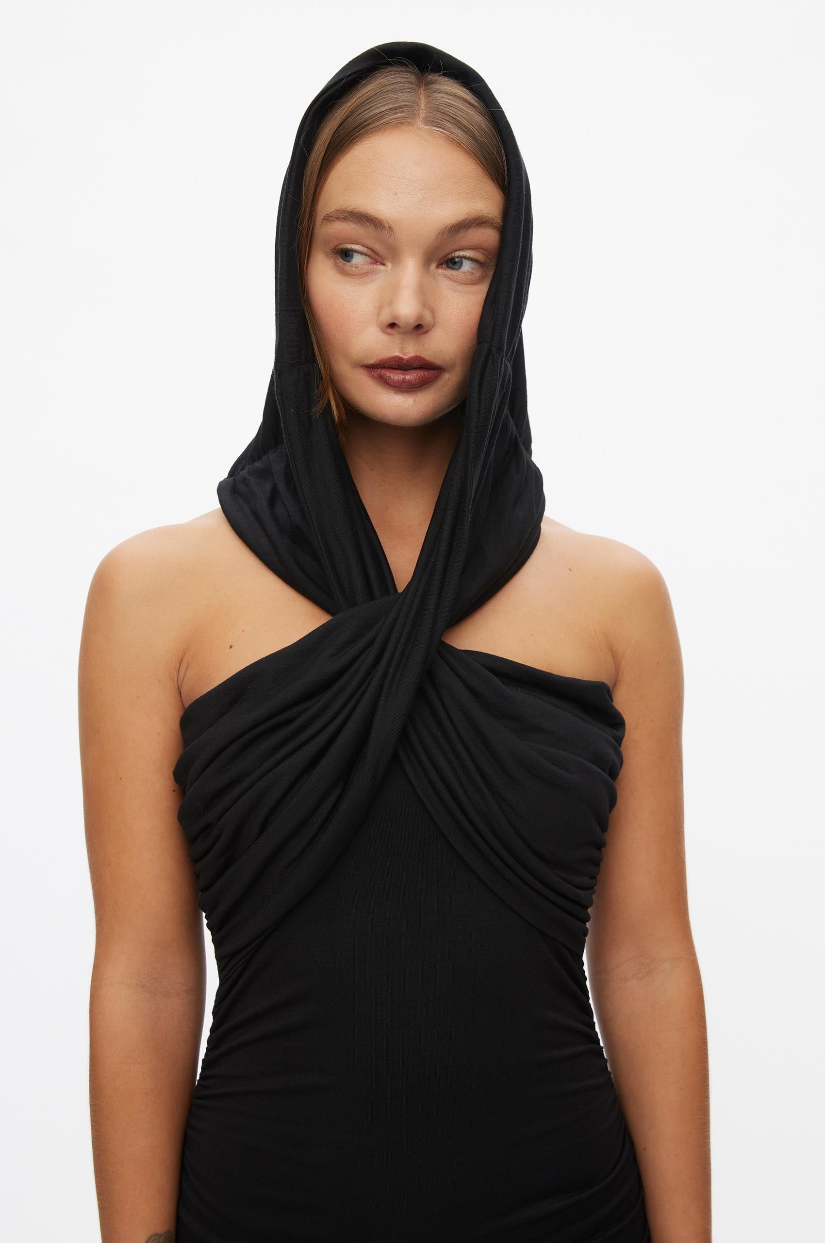 Oval Square Night Dress DRESSES 8001 Black