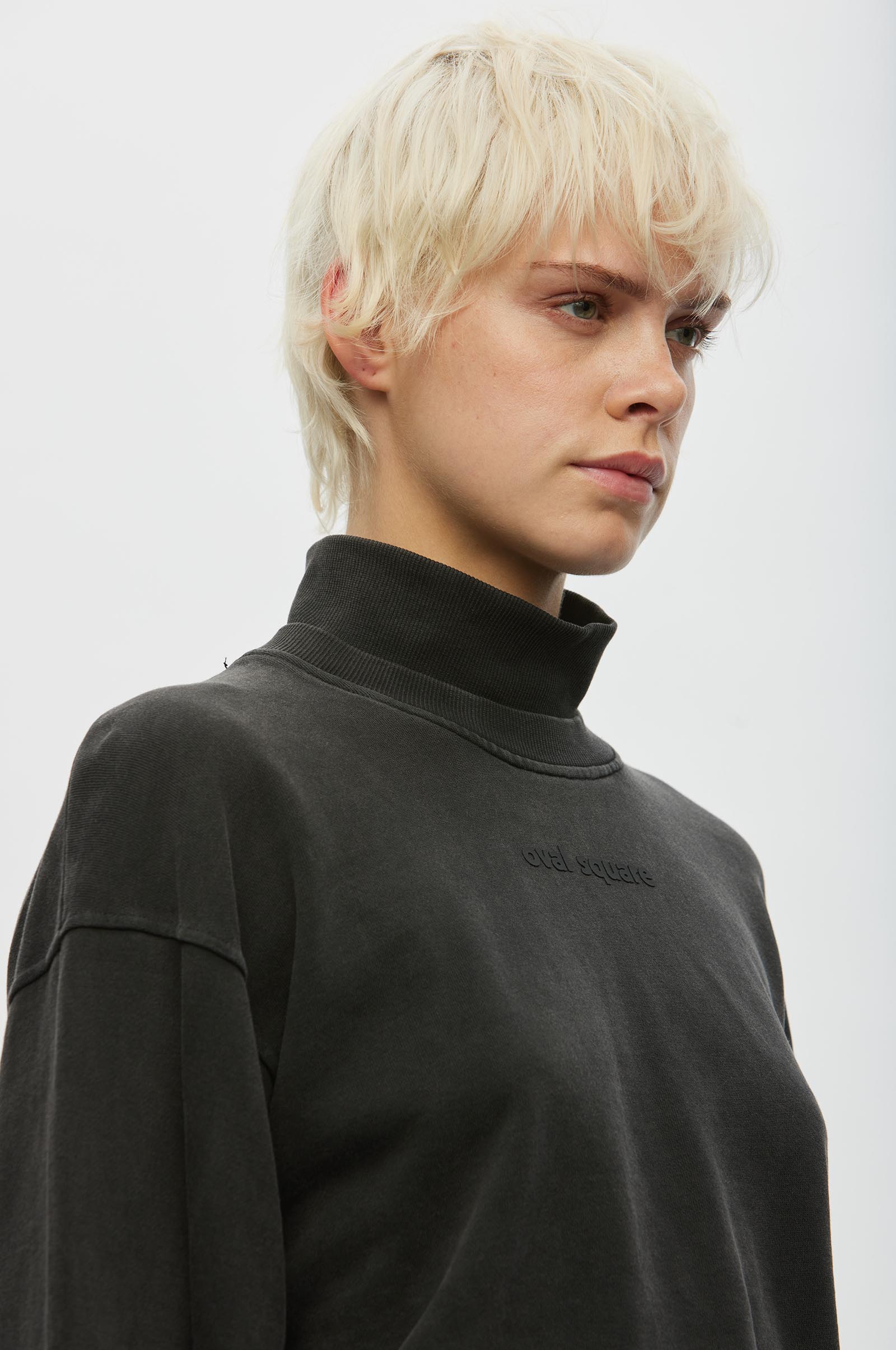 Oval Square Noel Rib Crewneck BLOUSES 8009 Black Washed
