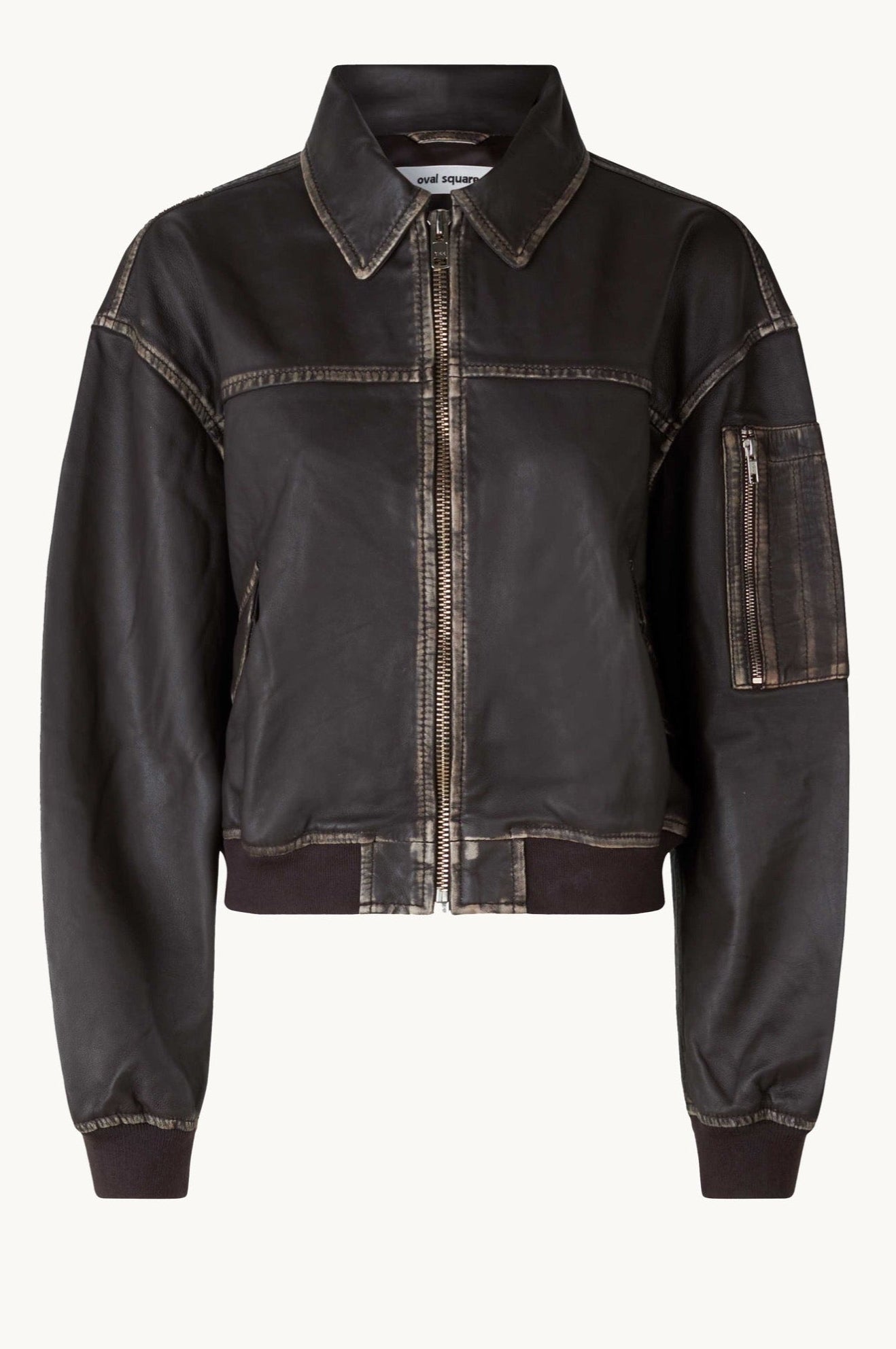 Oval Square OSRocker Leather Bomber JACKETS 9024 Vintage Dark Oak