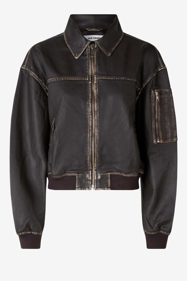 Oval Square OSRocker Leather Bomber JACKETS 9024 Vintage Dark Oak