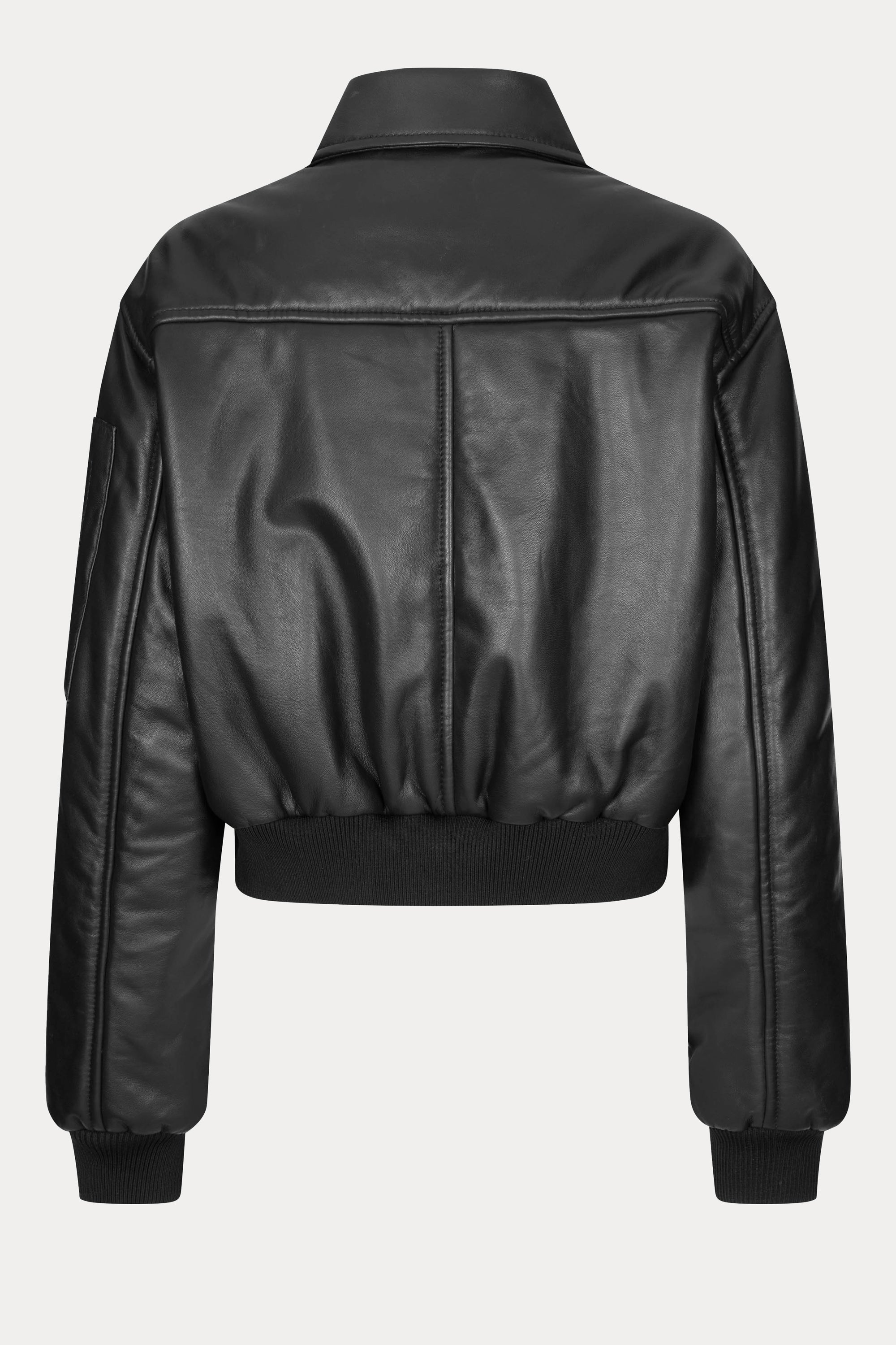 Oval Square Pad Leather Bomber JACKETS 8001 Black