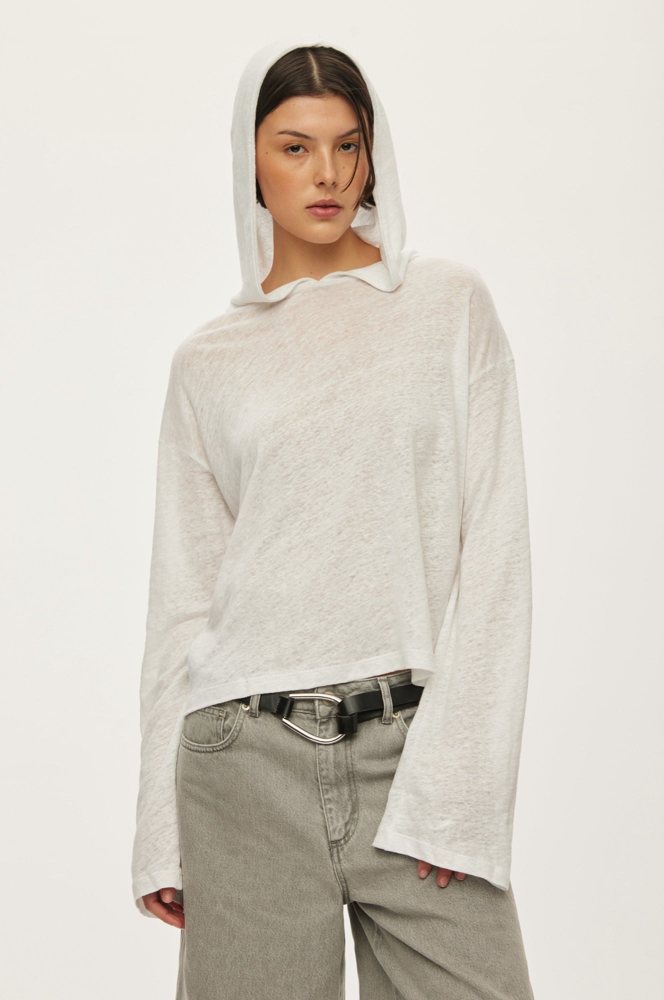 Oval Square Palma Hood Ls Tee TEE 1001 White