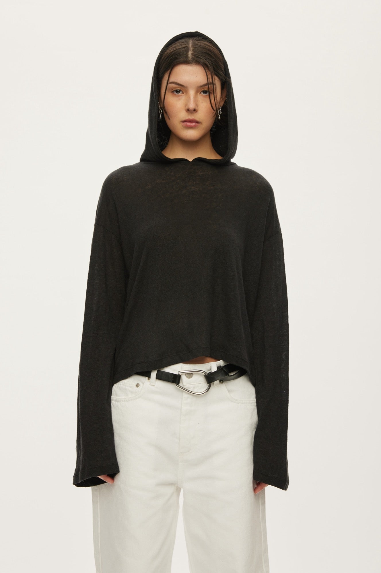 Oval Square Palma Hood Ls Tee TEE 8001 Black