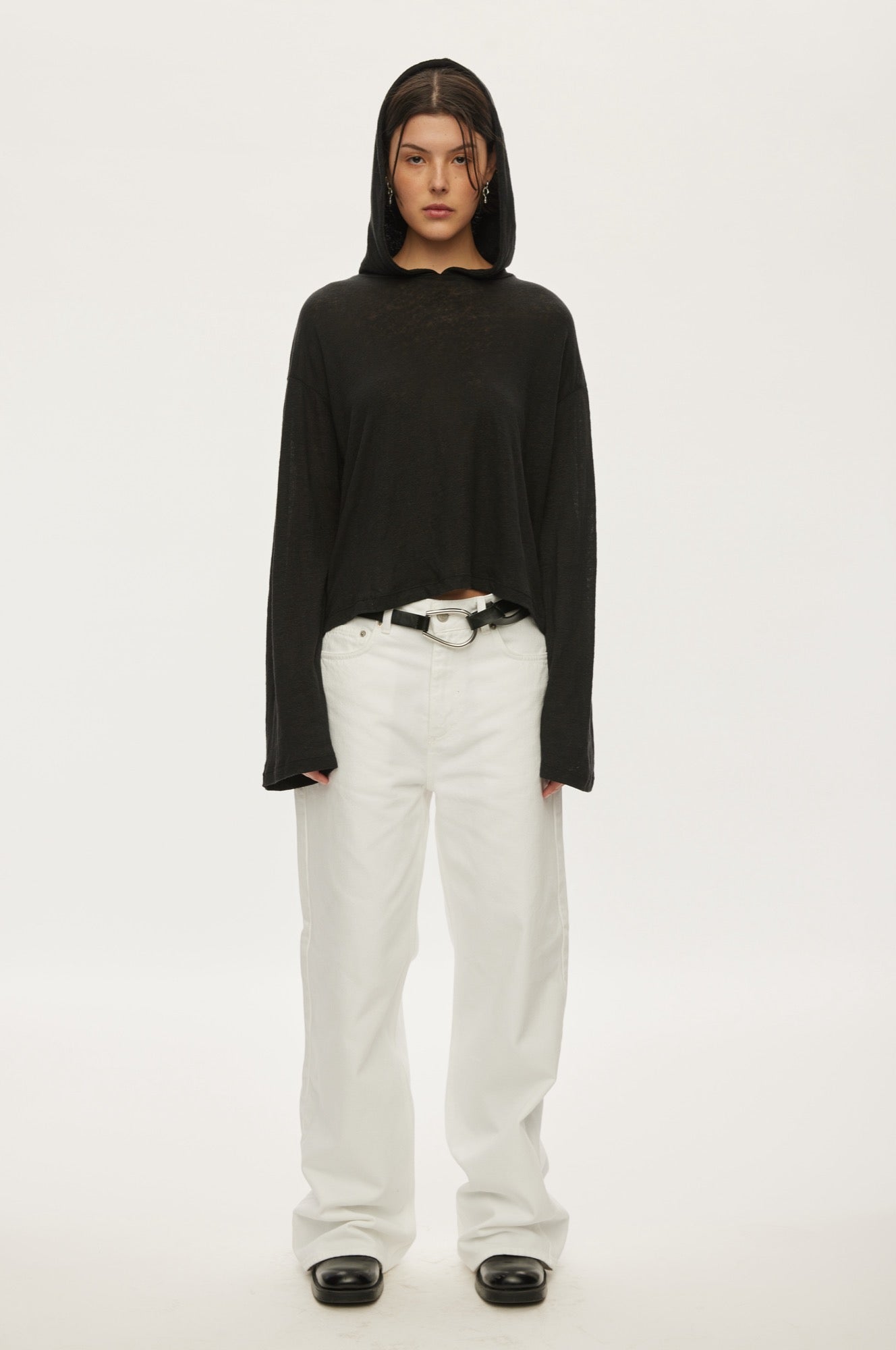 Oval Square Palma Hood Ls Tee TEE 8001 Black