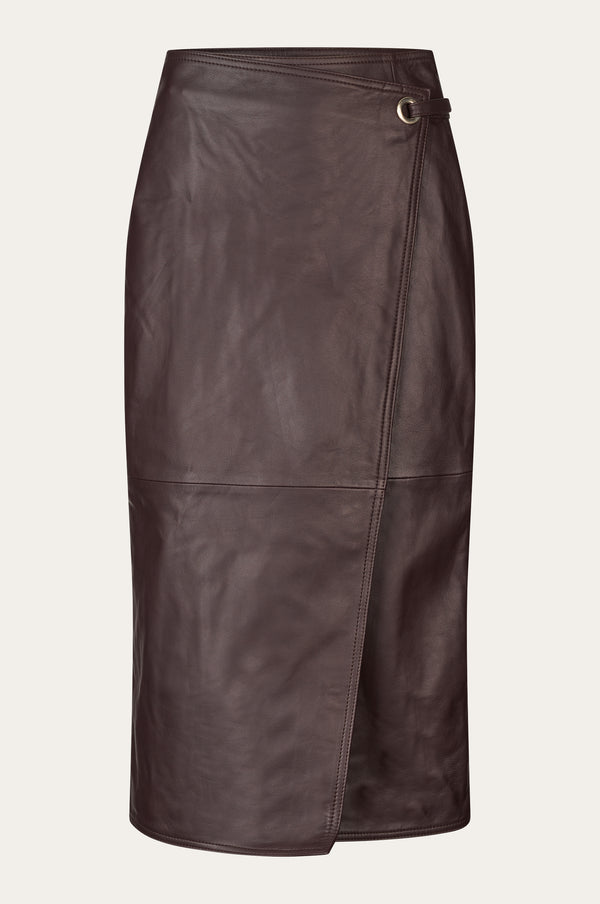 Oval Square Reflection Leather Skirt SKIRTS 3006 Dark Burgundy