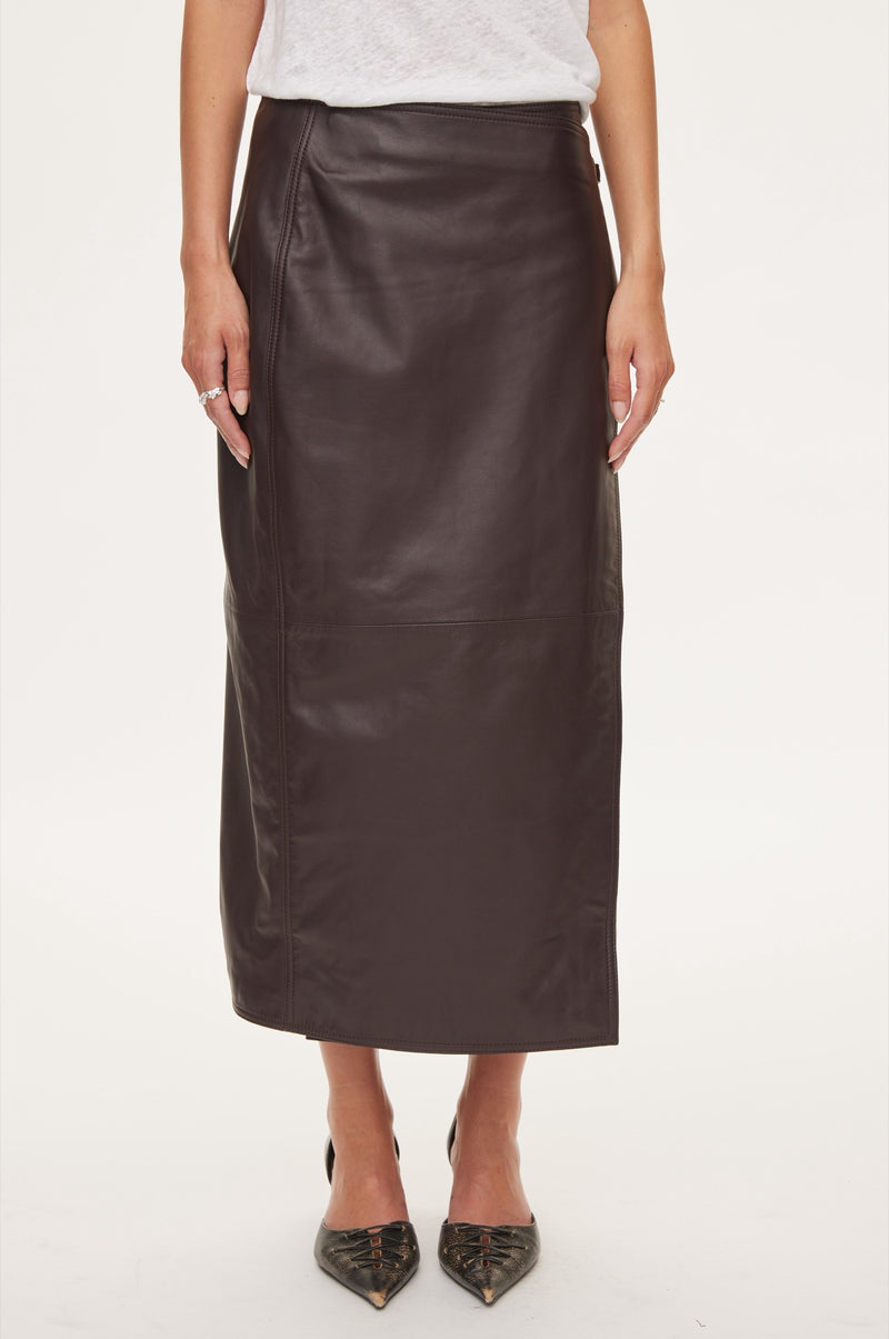 Oval Square Reflection Leather Skirt SKIRTS 3006 Dark Burgundy