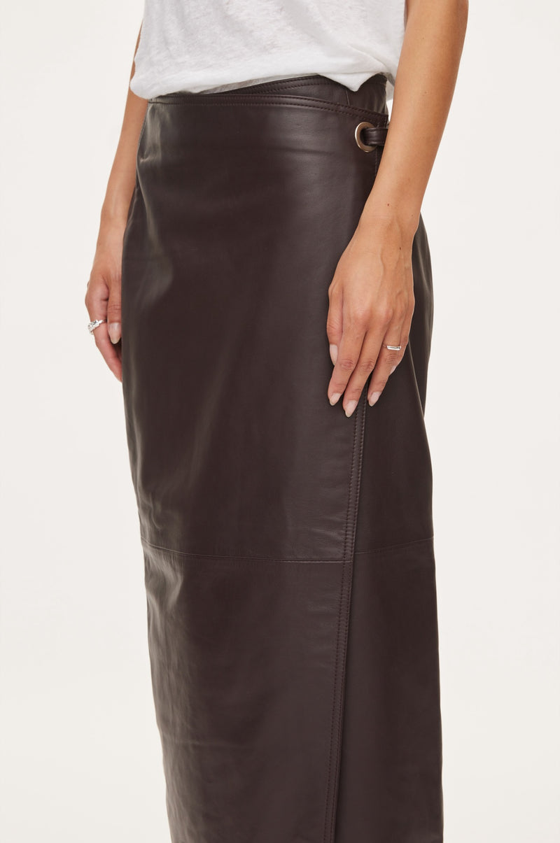Oval Square Reflection Leather Skirt SKIRTS 3006 Dark Burgundy