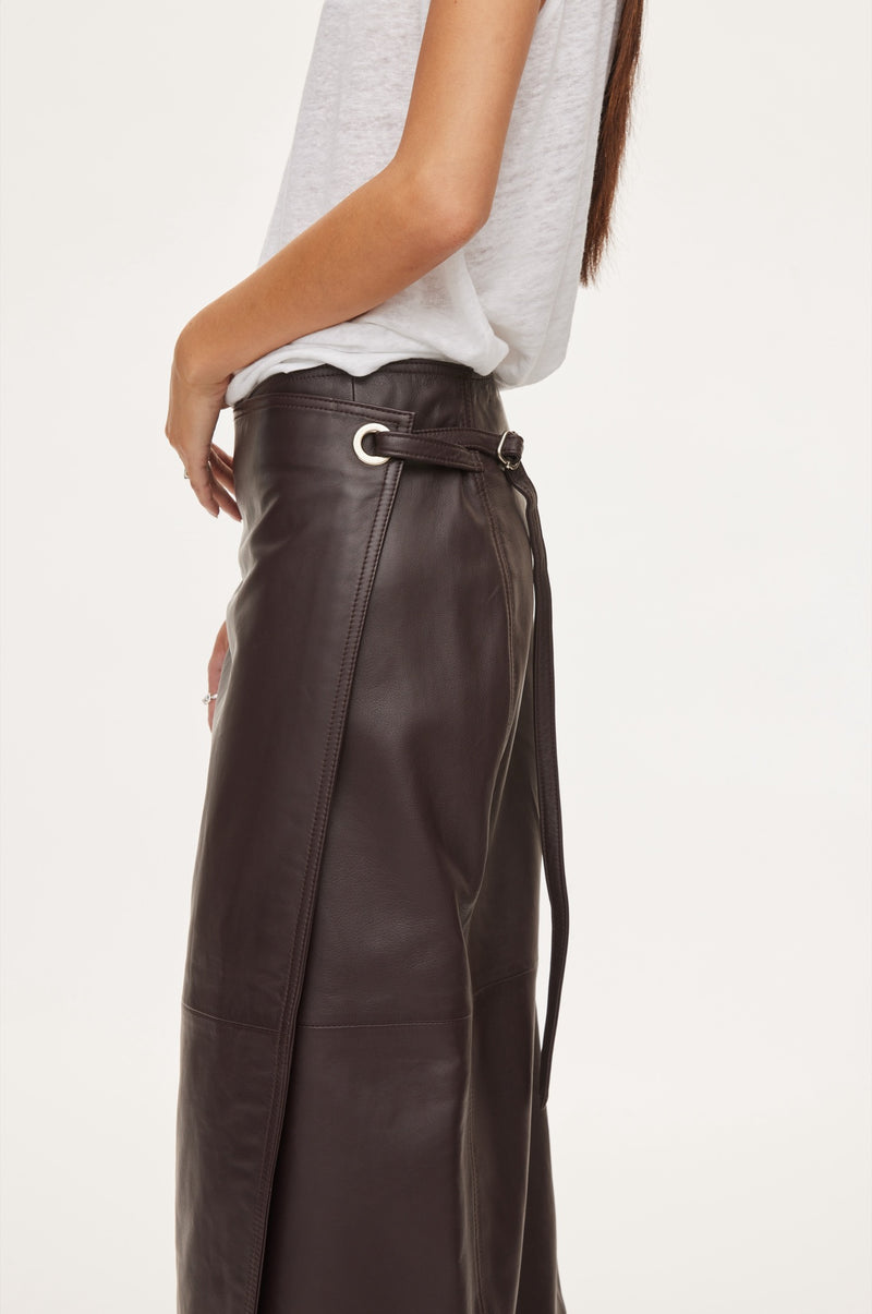 Oval Square Reflection Leather Skirt SKIRTS 3006 Dark Burgundy