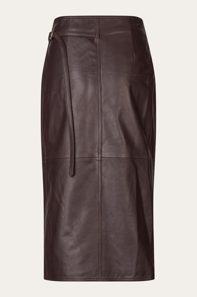Oval Square Reflection Leather Skirt SKIRTS 3006 Dark Burgundy