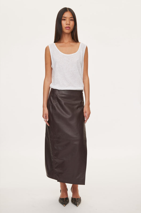 Oval Square Reflection Leather Skirt SKIRTS 3006 Dark Burgundy