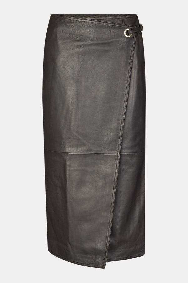 Oval Square Reflection Leather Skirt SKIRTS 6015 Chocolate Torte