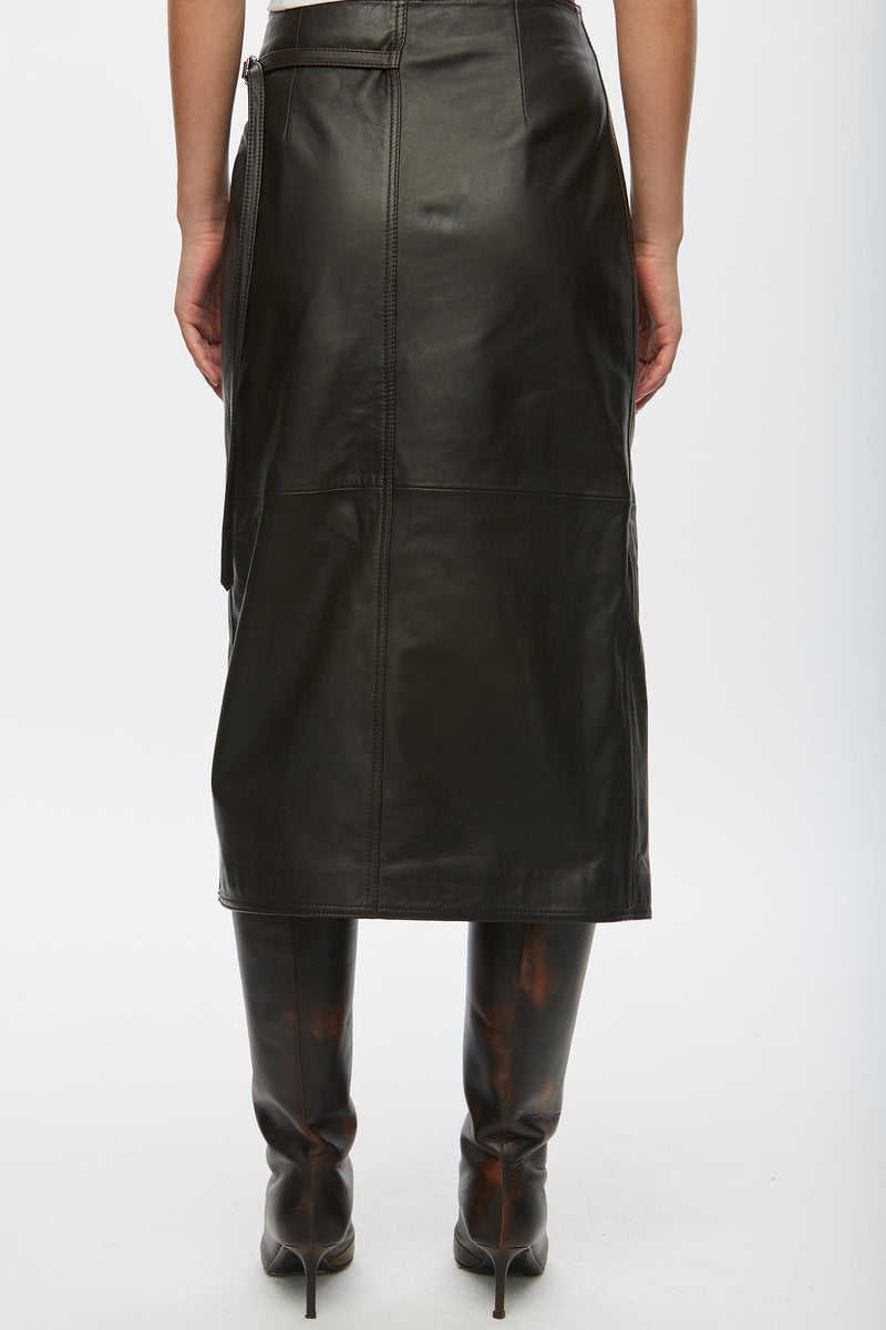 Oval Square Reflection Leather Skirt SKIRTS 6015 Chocolate Torte