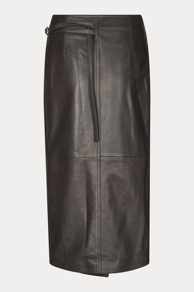 Oval Square Reflection Leather Skirt SKIRTS 6015 Chocolate Torte