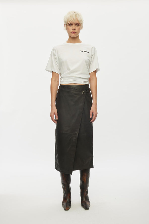 Oval Square Reflection Leather Skirt SKIRTS 6015 Chocolate Torte
