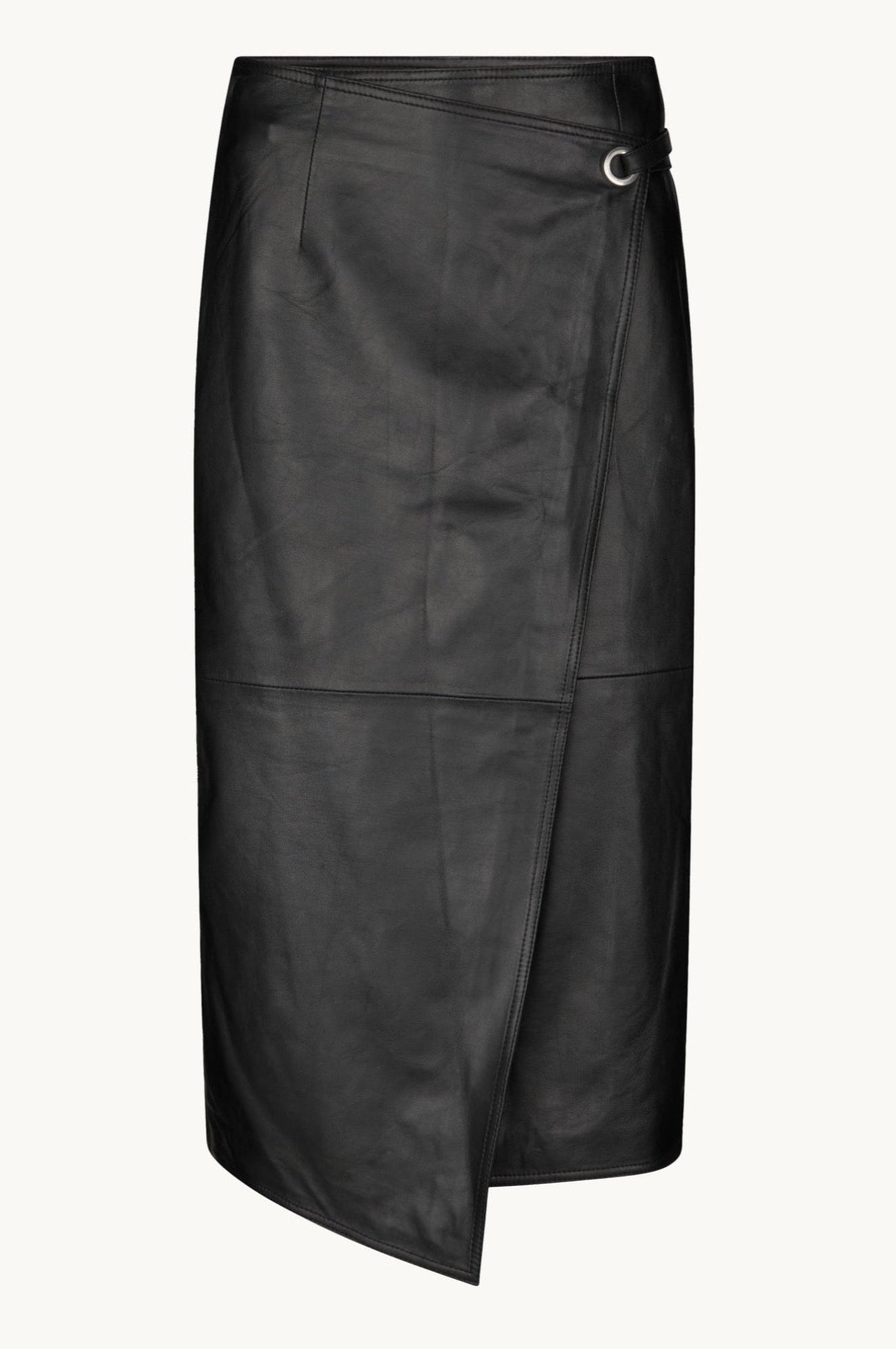 Oval Square Reflection Leather Skirt SKIRTS 8001 Black