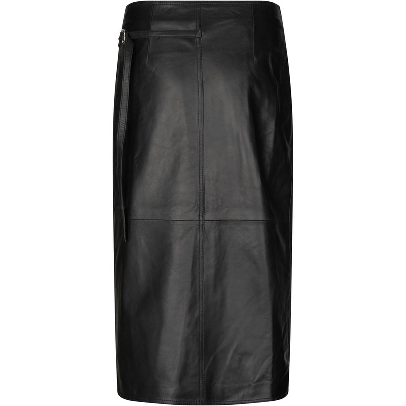 Oval Square Reflection Leather Skirt SKIRTS 8001 Black