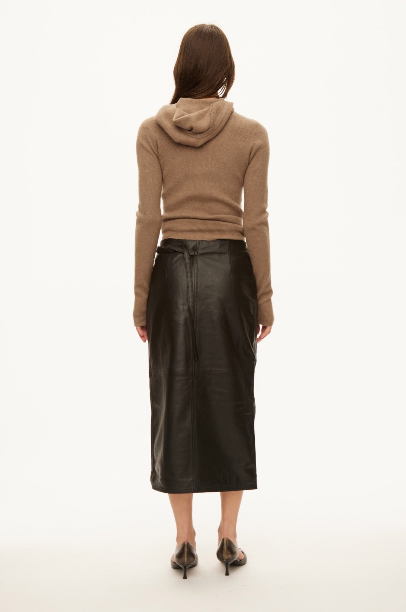 Oval Square Reflection Leather Skirt SKIRTS 8001 Black