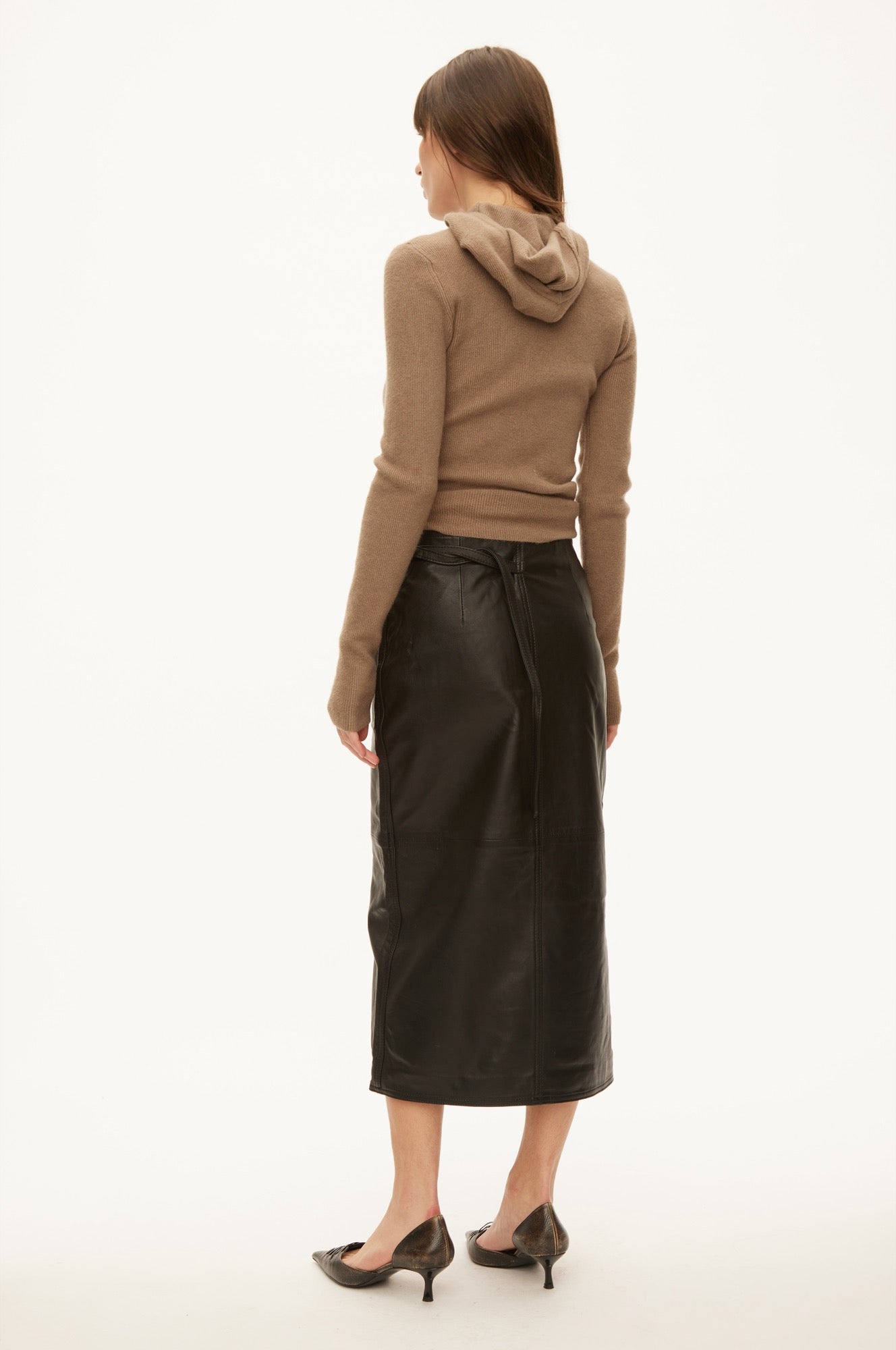 Oval Square Reflection Leather Skirt SKIRTS 8001 Black