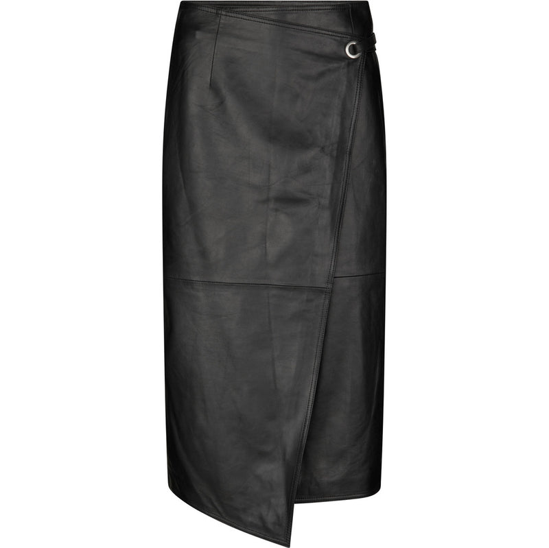 Oval Square Reflection Leather Skirt SKIRTS 8001 Black