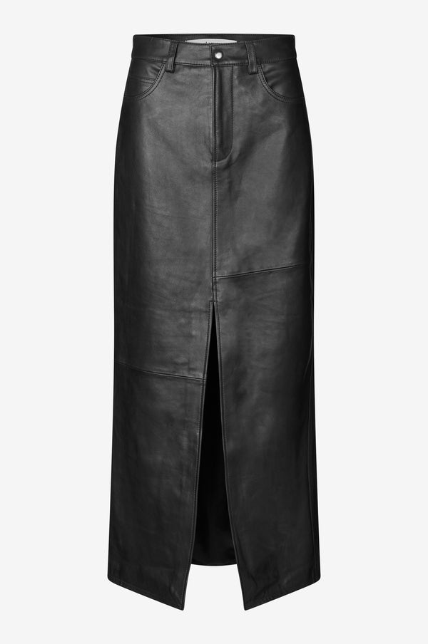 Oval Square Roadie Leather Skirt SKIRTS 8001 Black
