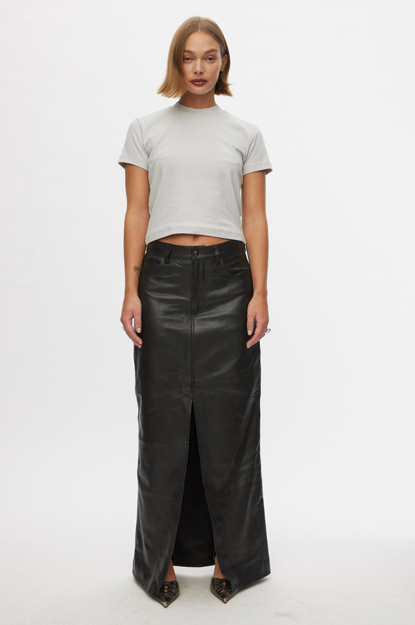 Oval Square Roadie Leather Skirt SKIRTS 8001 Black