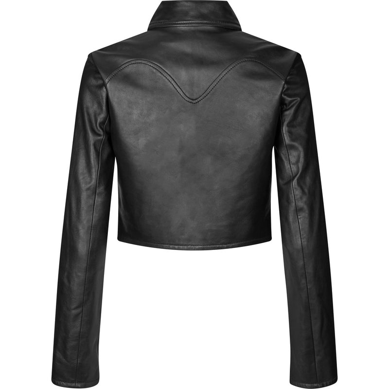 Oval Square Roadie Leather Zip Blouse BLOUSES 8001 Black