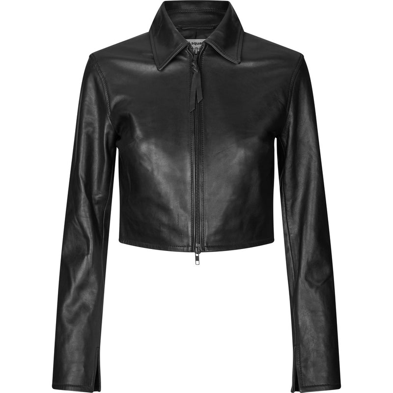 Oval Square Roadie Leather Zip Blouse BLOUSES 8001 Black