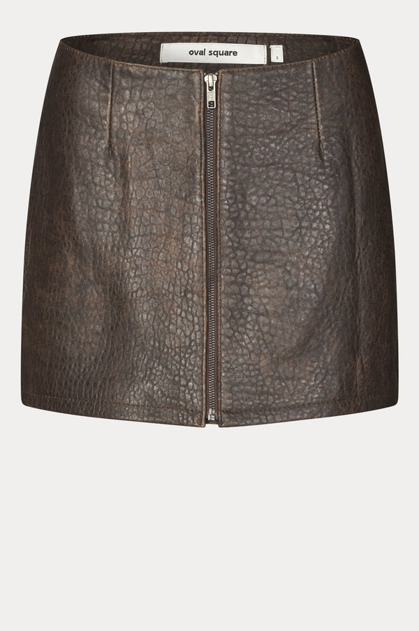 Oval Square Rock Leather Skirt SKIRTS 6016 Used Dark brown