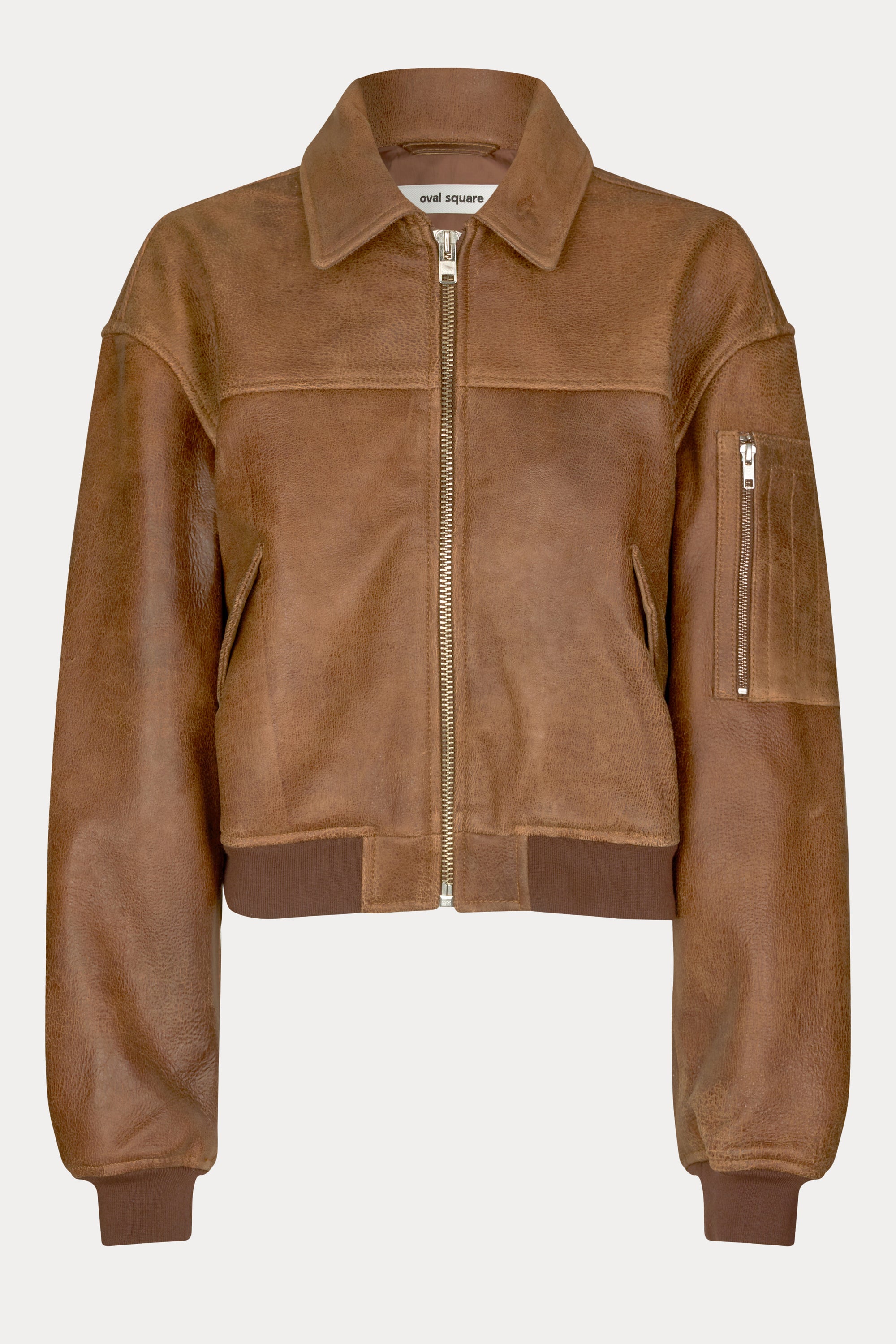 Oval Square Rocky Leather Bomber JACKETS 6013 Used Brown