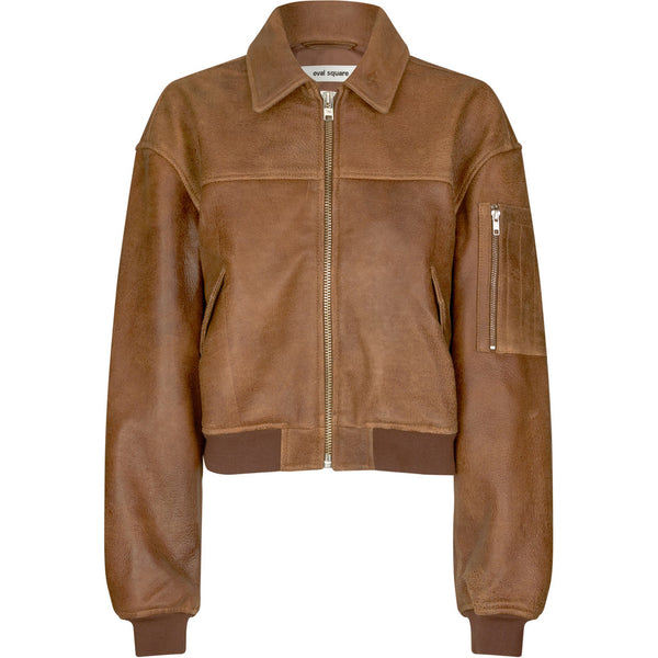 Oval Square Rocky Leather Bomber JACKETS 6013 Used Brown