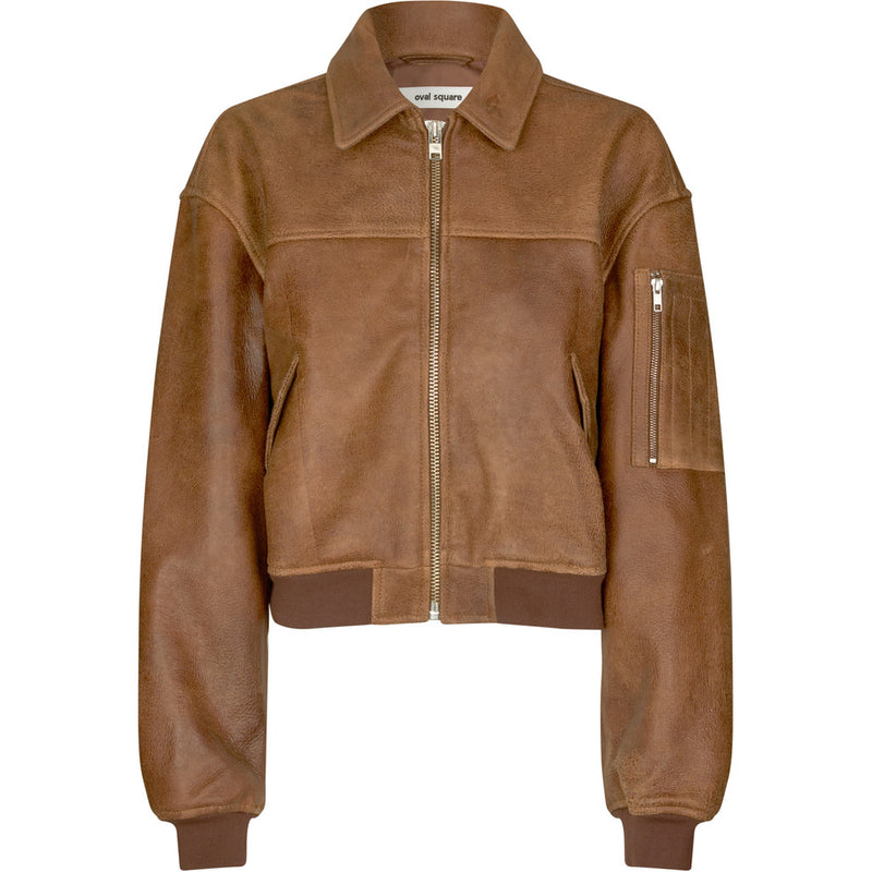 Oval Square Rocky Leather Bomber JACKETS 6013 Used Brown